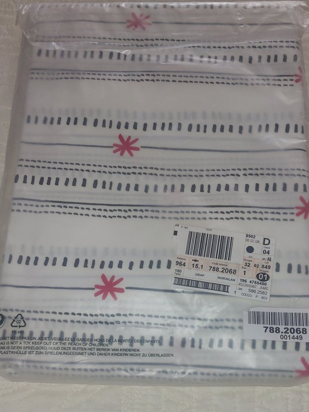 NWT - Flat Sheet for Twin - Cotton - from France